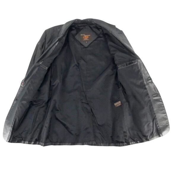 90s black leather blazer jacket 1990s vintage - Picture 5 of 12